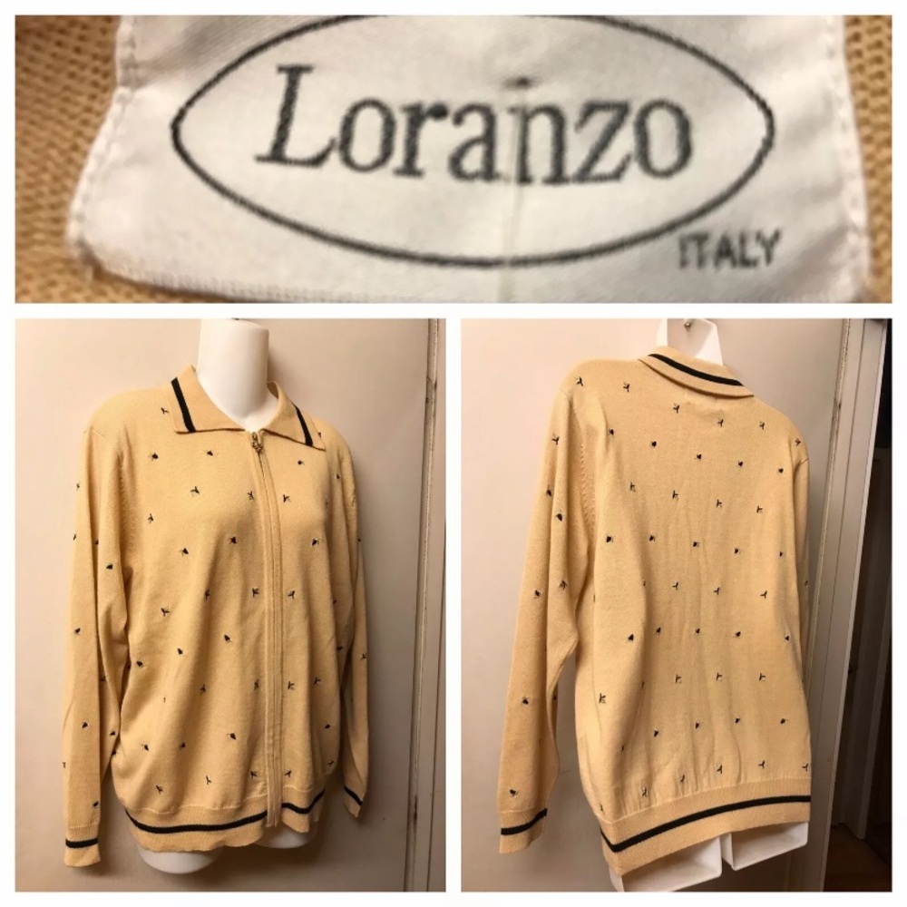 Lorenzo Italy Full Zip Sweater With Flower Buds?